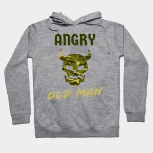 Angry Old Man Camouflage Skull Mens Hoodie